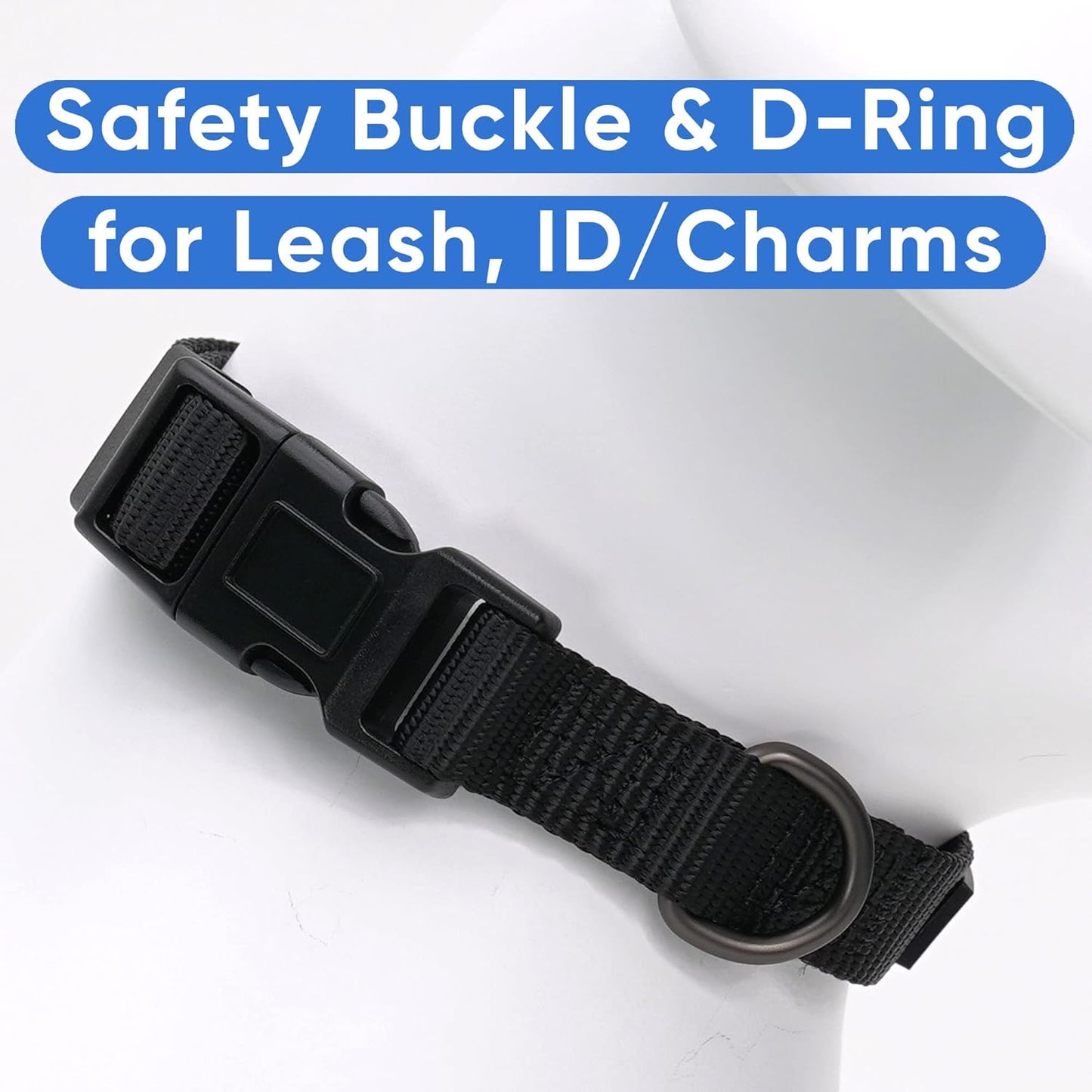 Dog Collar for Small Breeds - Adjustable, Heavy Duty, Waterproof with Quick-Release Buckle - Black