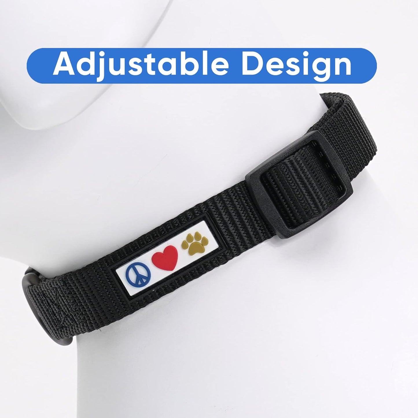 Dog Collar for Small Breeds - Adjustable, Heavy Duty, Waterproof with Quick-Release Buckle - Black