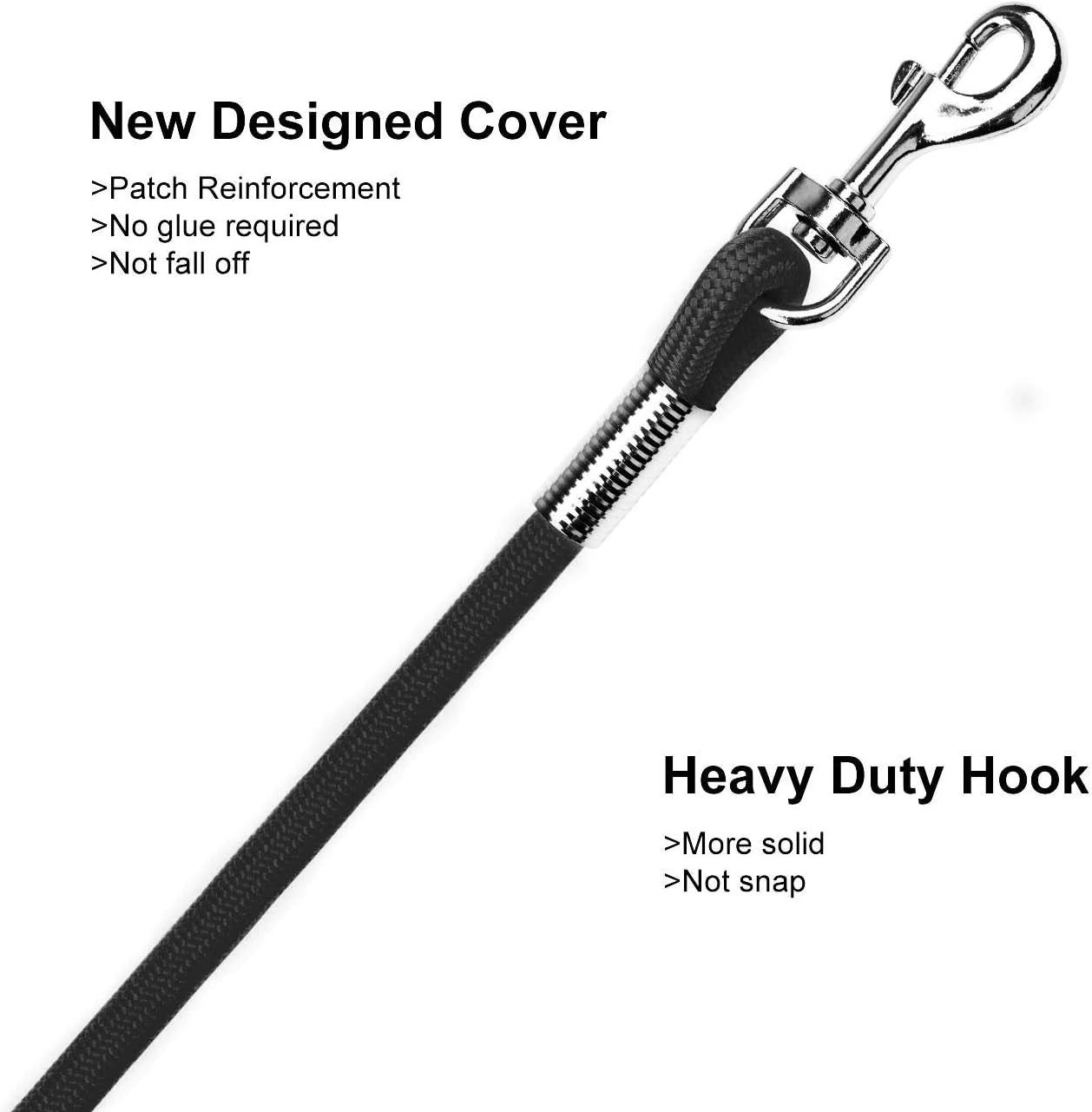 Check Cord Large,Medium Small Dogs/Puppy Obedience Recall Training Agility Lead - 15Ft 30Ft 50Ft Training Leash - Great for Training, Play, Camping, or Backyard Black 50 Feet