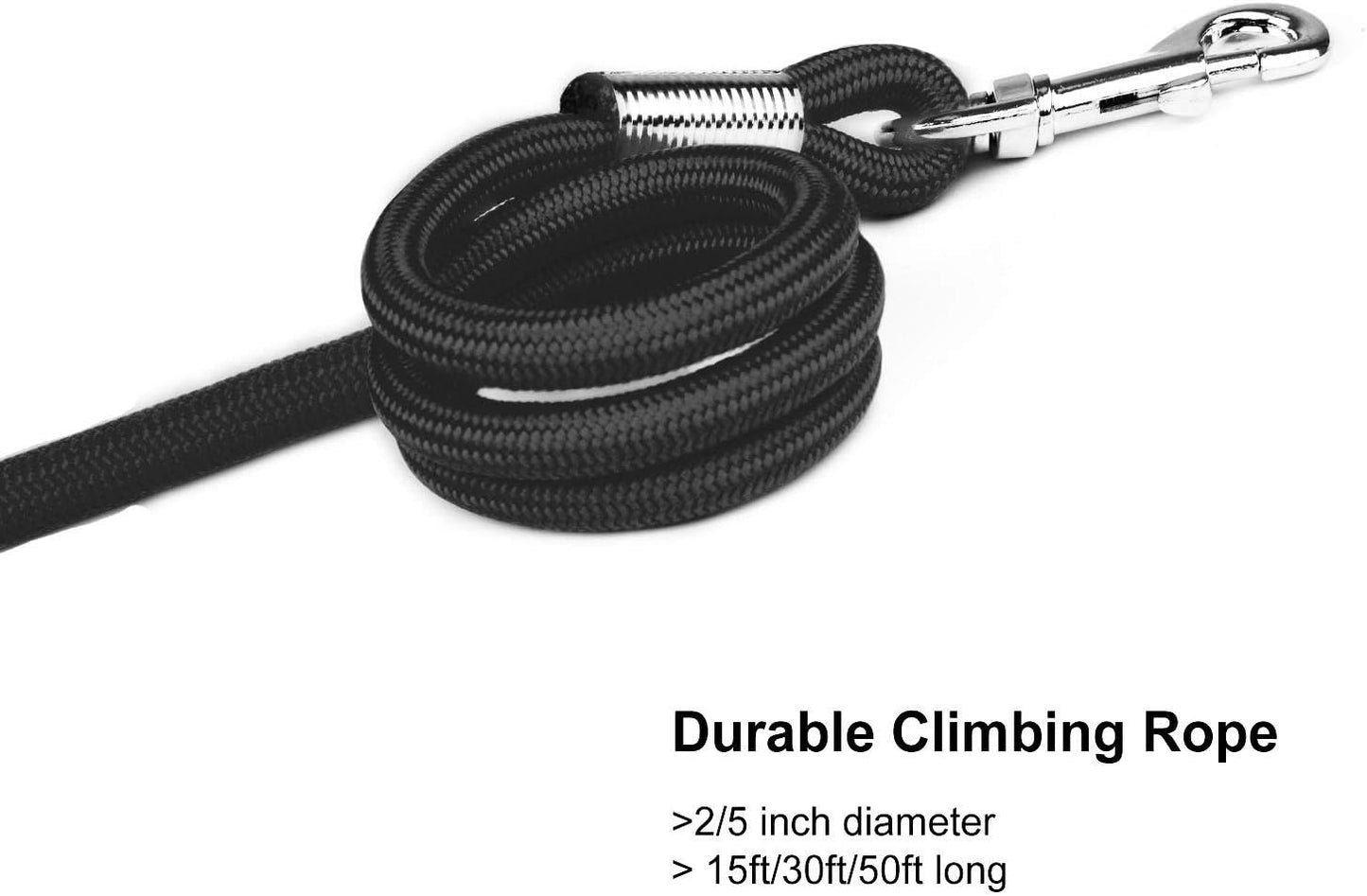 Check Cord Large,Medium Small Dogs/Puppy Obedience Recall Training Agility Lead - 15Ft 30Ft 50Ft Training Leash - Great for Training, Play, Camping, or Backyard Black 50 Feet