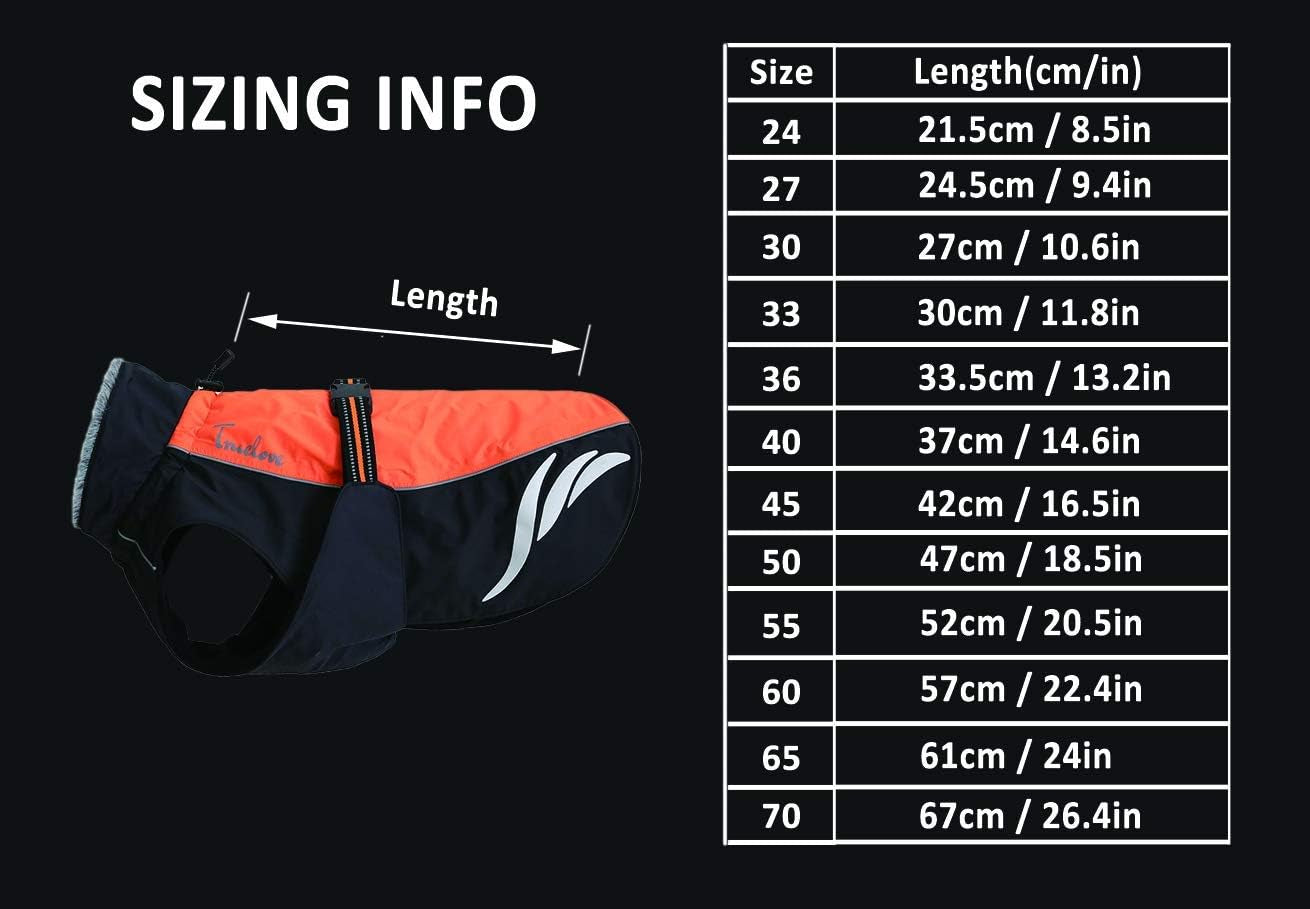 Mt. Tallac Winter Dog Coat - Technical Jacket Is Waterproof, Windproof, Reflective, Insulated with Thick Fleece Lining, and Easily Adjustable to Small or Deep Chested Dogs. (24" - 60Cm, Black)