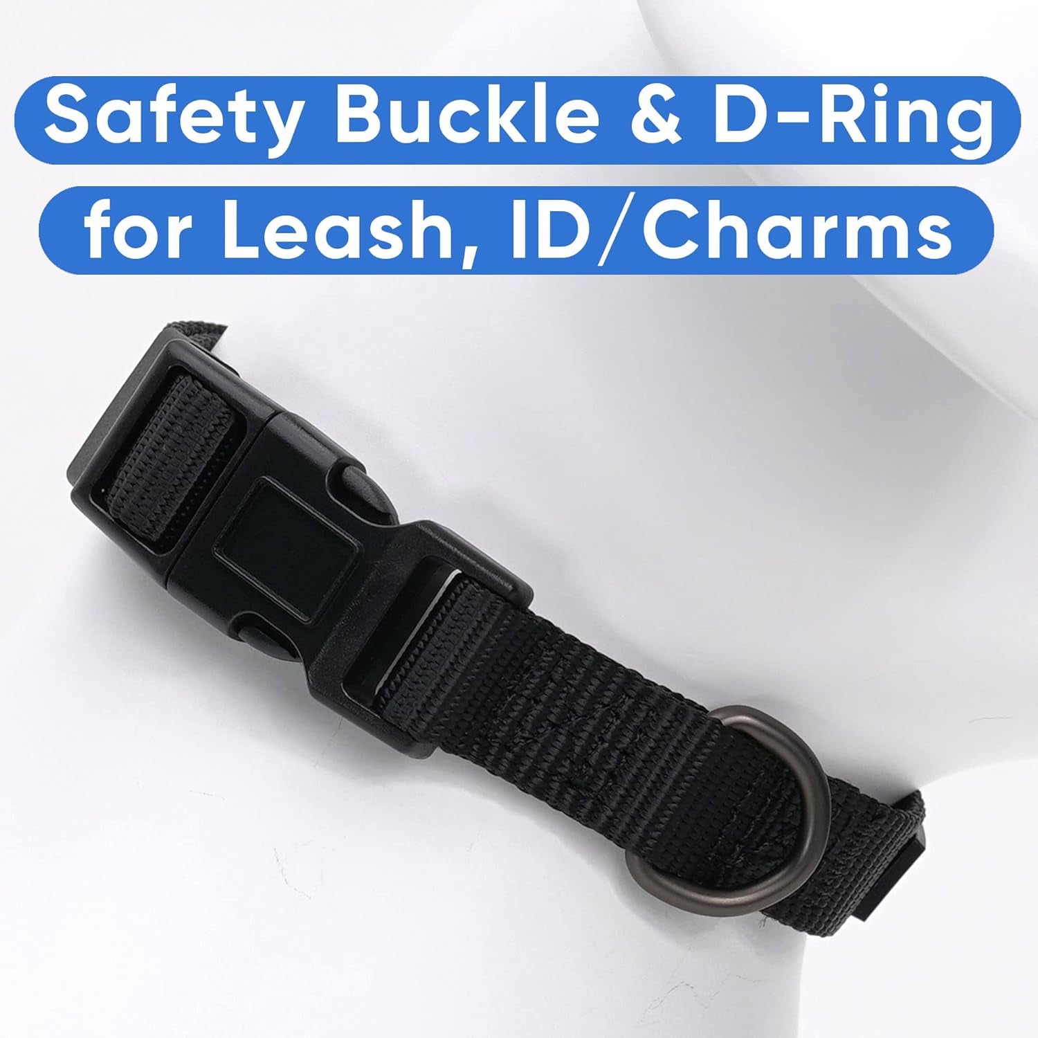 Dog Collar for Small Breeds - Adjustable, Heavy Duty, Waterproof with Quick-Release Buckle - Black